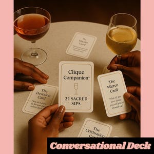 Baraja imprimible Clique Companion™: Juego de cartas de 22 sorbos sagrados para amigos / Tarjetas de conversación de descarga digital para trabajo con la sombra y círculo ritual
