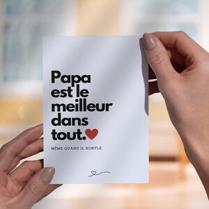 Carte de fête des pères humoristique à imprimer de la maison avec enveloppe DIY incluse / Papa est le meilleur dans tout, même pour ronfler.