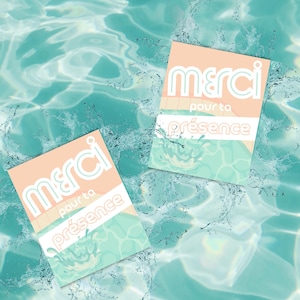PARTY PISCINE !!! Petite cartes Merci pour ta présence à l'occasion d'un anniversaire à télécharger et imprimer de la maison