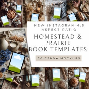 Homestead and Prairie Western Bookstagram Flatlays | 20 Templates for Canva | Cozy Fiction | Kindle & Tablet Book Mockups for Authors