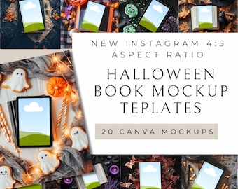 Halloween Spooky Season Bookstagram Flatlays | 20 Editable Templates for Canva | Gothic Dark | iPad, Kindle, and Tablet Mockups for Authors