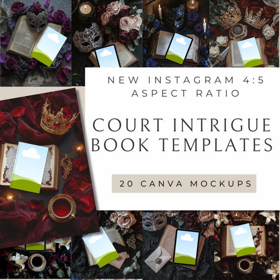 Court & Political Intrigue Bookstagram Flatlay | 20 Editable Templates for Canva | Romantasy | iPad, Kindle, and Tablet Mockups for Authors