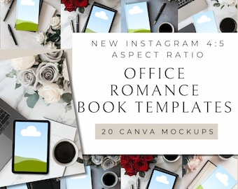 Office Romance Bookstagram Flatlay | 20 Templates for Canva | Contemporary Romance | Fiction RomCom | Kindle and Tablet Mockups for Authors