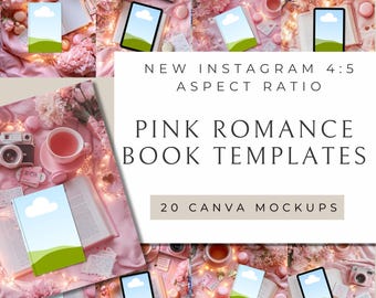 Pink Romance Bookstagram Flatlay | 20 Templates for Canva | Contemporary Romance | RomCom | Kindle and Tablet Mockups for Authors