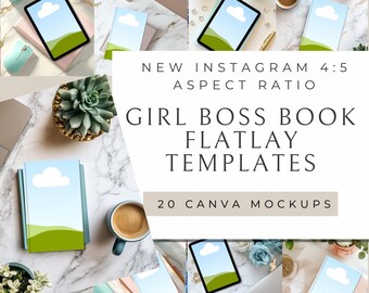 Boss Girl Bookstagram Flatlay | 20 Templates for Canva | Contemporary Romance | Fiction RomCom | Kindle and Tablet Mockups for Authors