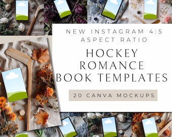 Hockey Romance Bookstagram Flatlay | 20 Templates for Canva | Contemporary Romance | Sports RomCom | Kindle and Tablet Mockups for Authors