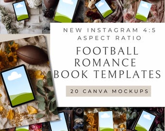 Football Romance Bookstagram Flatlay | 20 Templates for Canva | Contemporary Romance | Sports RomCom | Kindle and Tablet Mockups for Authors