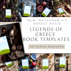 Legends of Greece Bookstagram Flatlay | 20 Templates for Canva | High Fantasy | Quest Romance | Kindle and Tablet Mockups for Authors