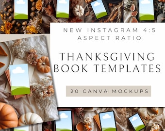 Thanksgiving Autumn Bookstagram Flatlay | 20 Templates for Canva | Cozy Fantasy Romance | Fall Kindle, Print and Tablet Mockups for Authors