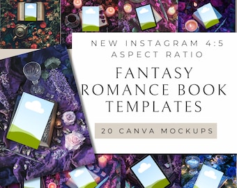Fantasy Romance Bookstagram Flatlay | 20 Templates for Canva | Romantasy | Romance Fantasy Adventure | Kindle and Tablet Mockups for Authors