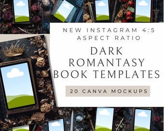 Dark Romantasy Bookstagram Flatlay | 20 Editable Templates for Canva | Dark Fantasy Romance | iPad, Kindle, and Tablet Mockups for Authors
