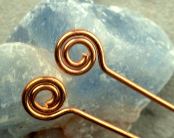 10 small copper swirl headpins | 5cms, 2 inches | 0.8mm wire, 20ga wire | more available, artisan made to order with fast turnaround.