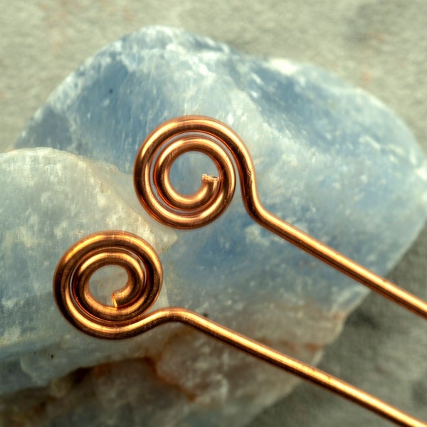 10 small copper swirl headpins | 5cms, 2 inches | 0.8mm wire, 20ga wire | more available, artisan made to order with fast turnaround.