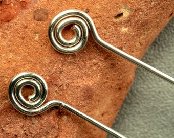 10 small silver swirl headpins | 5cms, 2 inches | 0.8mm wire, 20ga wire | choice of material and quantity | made to order | fast turnaround.