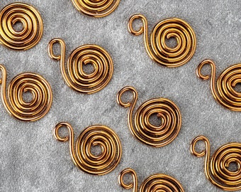 Gold spiral wire charms, choose your quantity, gold plated swirls, artisan made to order, fast turnaround.