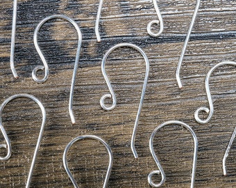 Long Silver Ear Wires, Classic Artisan Made Design With Curve