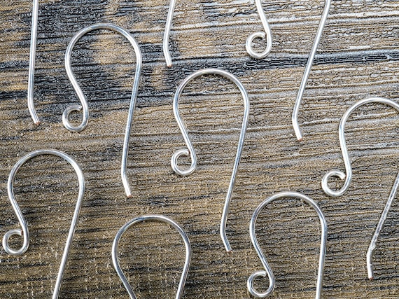 Long Silver Ear Wires, Classic Artisan Made Design With Curve