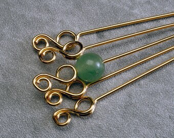 Alfileres de latón con cabeza de doble espiral, hechos a mano, vástagos de 5 cm, alambre de calibre 20.