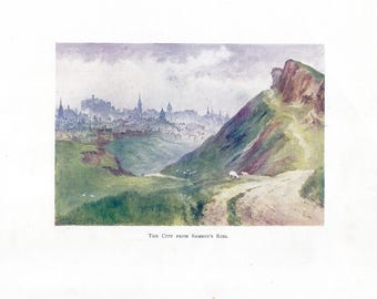 Antique Edinburgh Print: Samson's Ribs View by J. Ayton Symington