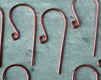 5 pairs French hook copper ear wires | 0.8 mm wire | 20ga wire | handmade ear wires.