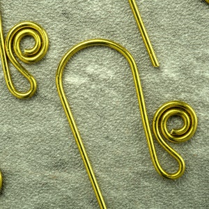Brass French hook ear wires, small spiral, fish hook ear wires, choose your quantity, artisan made to order, fast turnaround. image 2