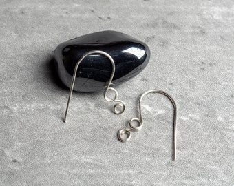 Fancy silver ear wires, 5 pairs silver plated wires with a double swirl, artisan made and ready to ship.