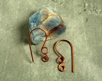 Copper swirl ear wires, your choice of quantity, artisan made to order with a fast turnaround.