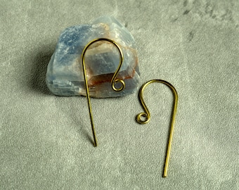 Brass fish hook ear wires, simple French hooks, artisan made to order, choose your quantity, fast turnaround.