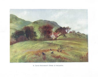 Grabado de Robert Louis Stevenson: Ilustración de Escocia antigua de J. Ayton Symington