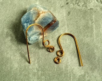 Alambres para pendientes de latón, diseño de doble bucle hecho a mano, gancho francés.