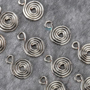 Silver spiral wire charms, choose your quantity, silver plated swirls, artisan made to order, fast turnaround.