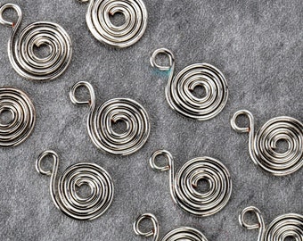 Silver spiral wire charms, choose your quantity, silver plated swirls, artisan made to order, fast turnaround.