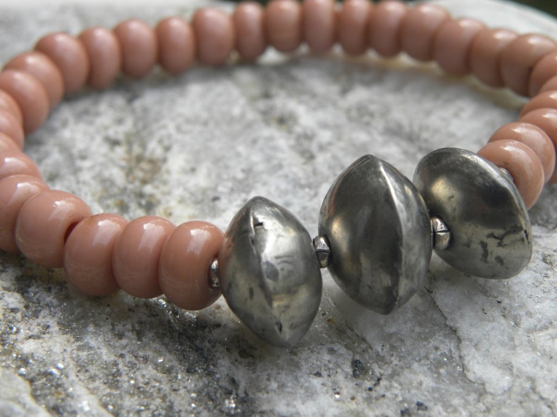 Old African Beads Bracelet Pale Pink Mauve Pink Elastic - Etsy