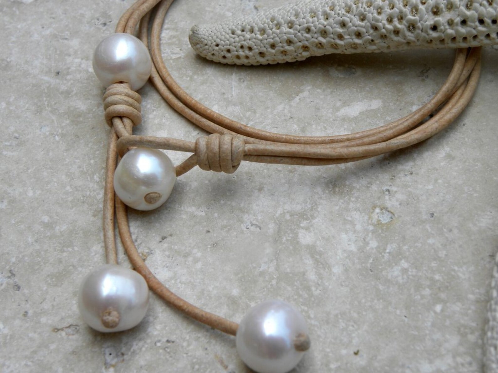 Pearls and Leather Necklace Etsy