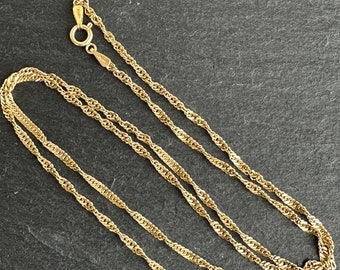18K Solid Gold Twist Chain  24" long