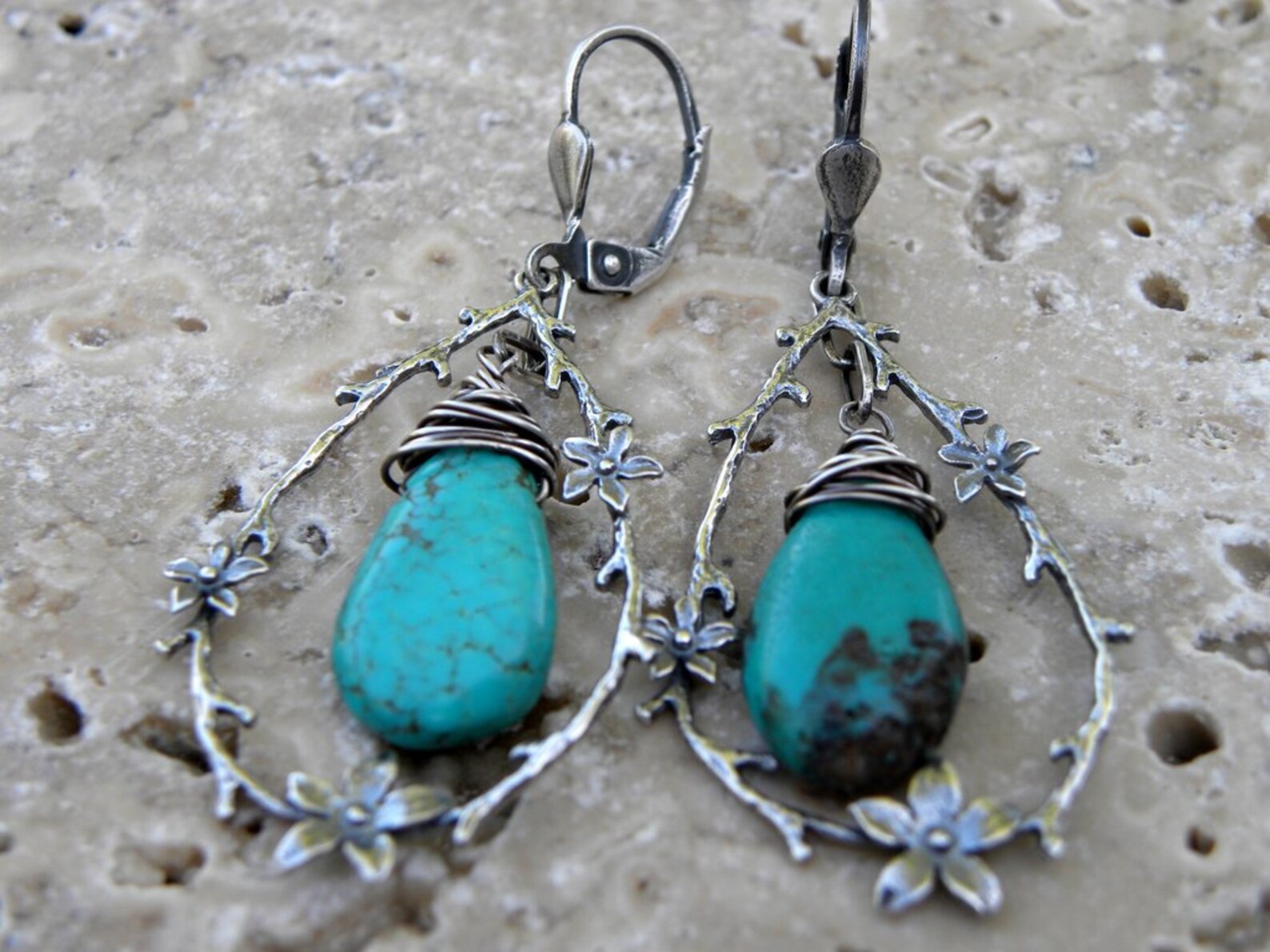 Silver and Turquoise Arrow Earrings