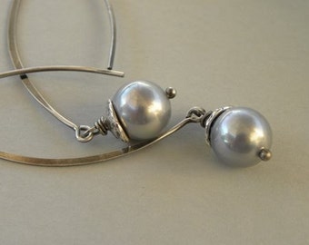 Gray Pearls and Sterling Silver Earrings