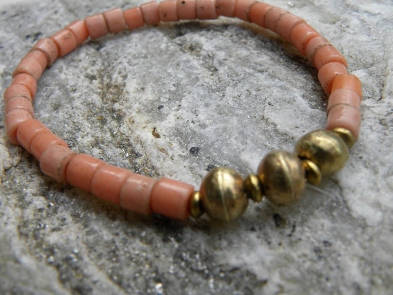 Old African Beads Bracelet Pale Pink Mauve Pink Elastic | Etsy