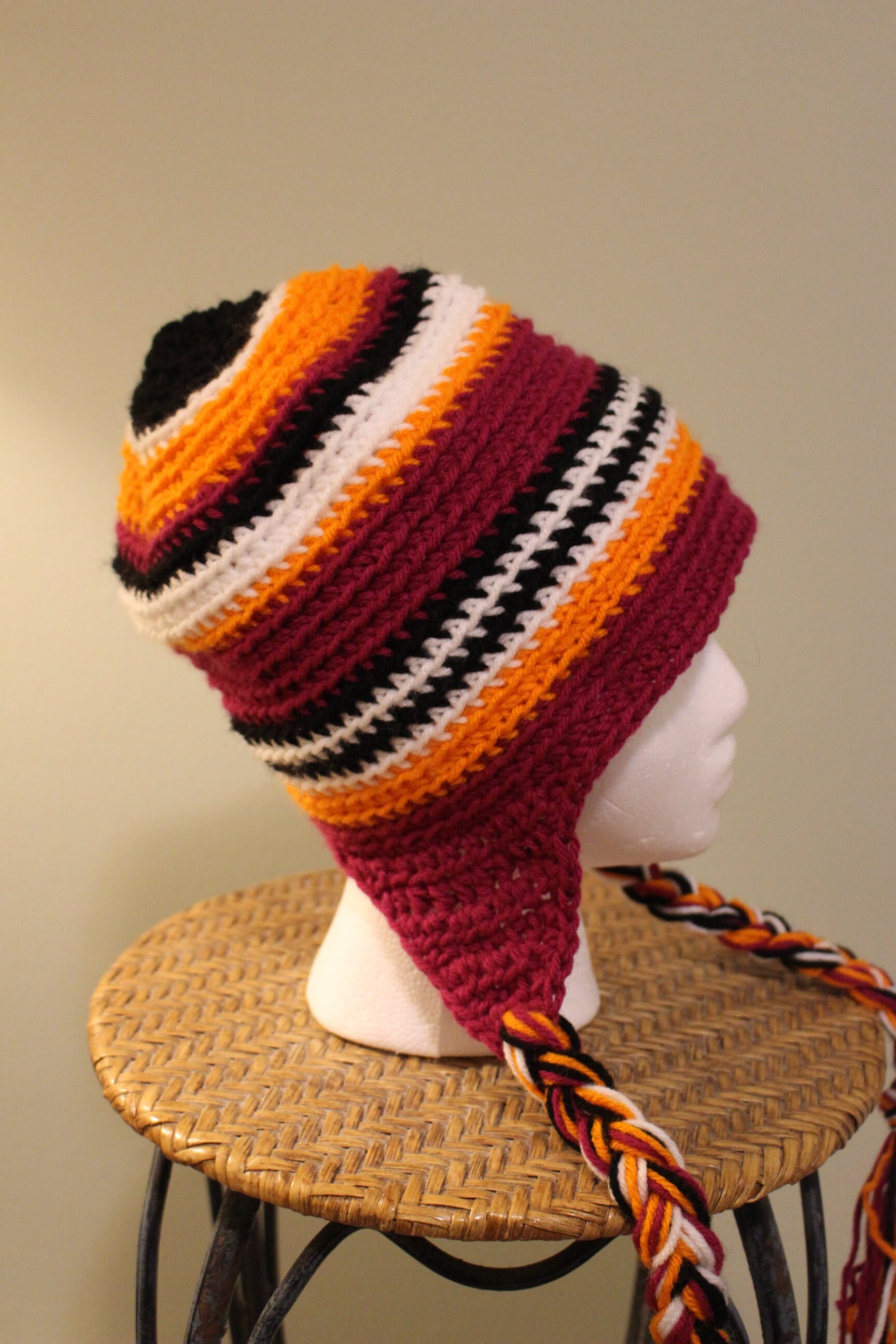 Striped Ear Flap Hat - Handmade - Etsy