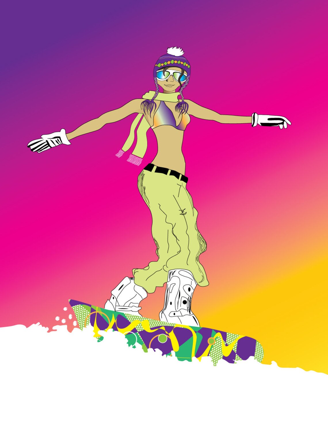 Bikini Snowboarding Chick en color Etsy España