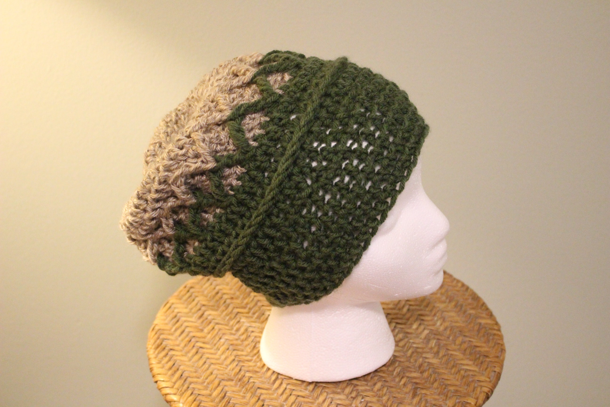 Handmade Slouchy Diamond Stitch Beanie Diamond stitch beanie with custom ribbing main image 3