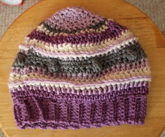 Handmade - Bobble Textured Hat Purples and Grey - Etsy display picture 3