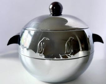 Vtg Mid Century West Bend PENGUIN Hot/Cold Server Ice Bucket Bakelite Handle MCM