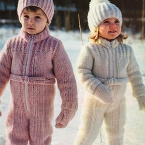 Vintage 1970s Children's Snow Suit & Knit Set Patterns (PDF Download)