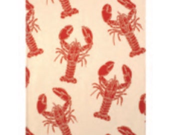 Lobster Red Blue Stripes Watercolor Linen Cotton Tea Towels by Roostery Set of 2 
