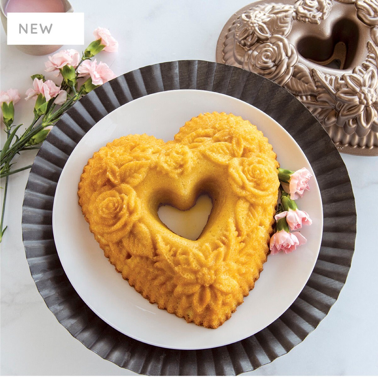 Nordic Ware Floral Heart Bundt Cake Pan 96448 Etsy
