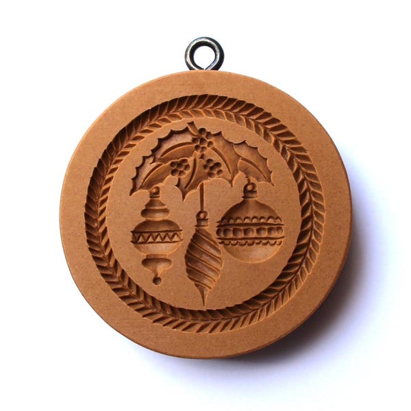 AP 1229 Three Christmas Tree Ornaments Balls springerle cookie mold by Änis-Paradies