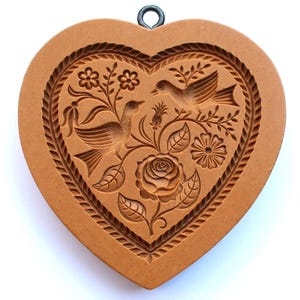 Heart with Two Doves springerle cookie mold by anis-paradies 5100