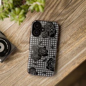 Black Rose Polka Dot Phone Case | Tough Case