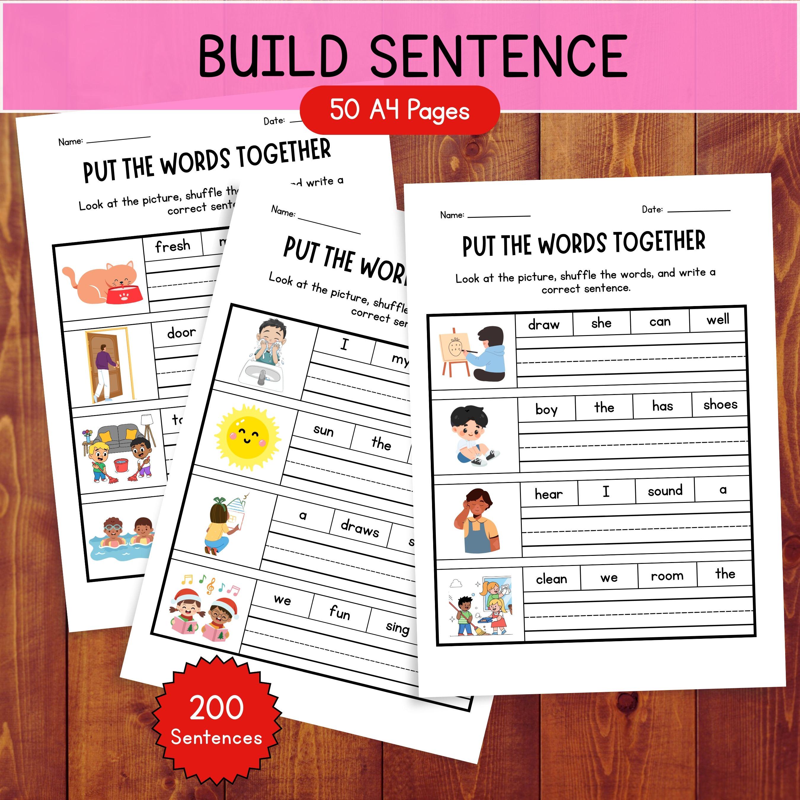 Language Correction Activities Printable Build the Sentence Activities – Simple Sentence Writing ...
